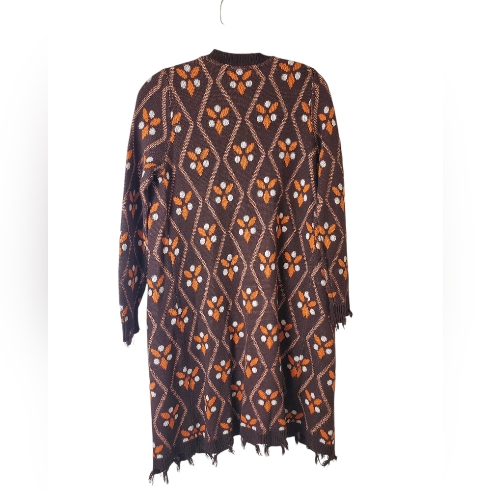 Cato Size XS Brown and Orange Patterned Cardigan - Picture 3 of 7